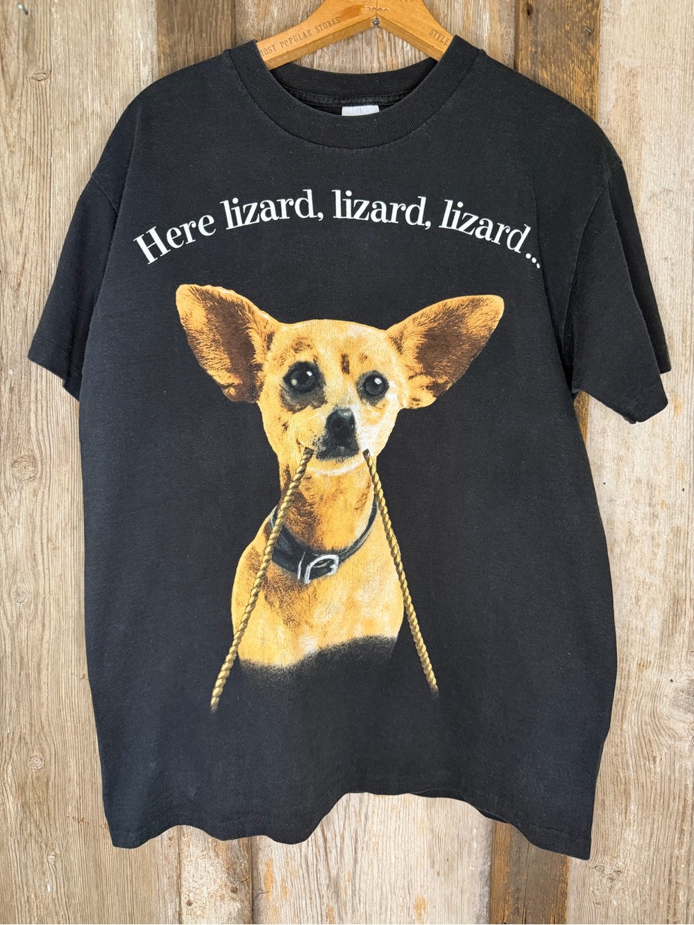 VTG 90s Taco Bell Chihuahua Godzilla Here Lizard Single Stitch Black T-Shirt: L